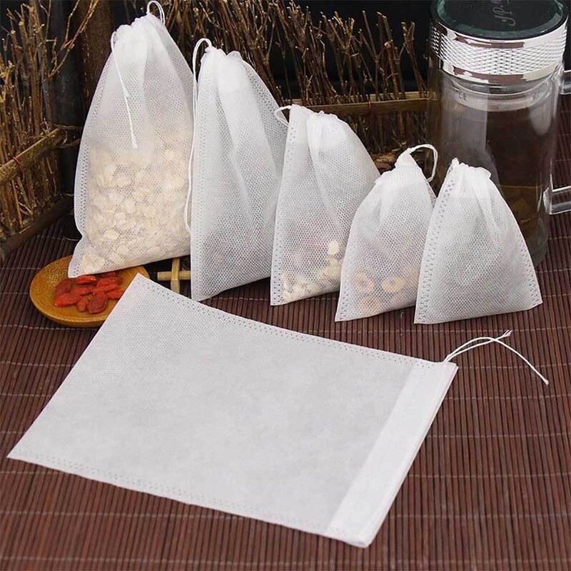 Assorted Sizes Non-woven Empty Tea Bags Loose Herbs Teabag with Drawstring gallery