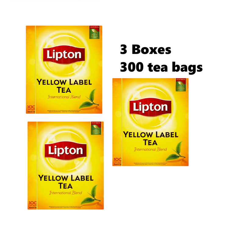 NEW 3x boxes LIPTON Yellow Label 100 Tea Bags (Total 300 Tea Bags) FREE SHIPPING