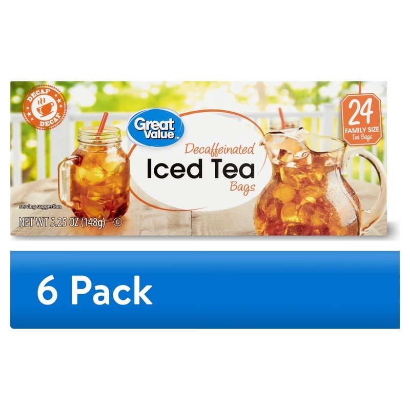 (6 pack) Great Value Decaffeinated Iced Tea Bags, 24 Count