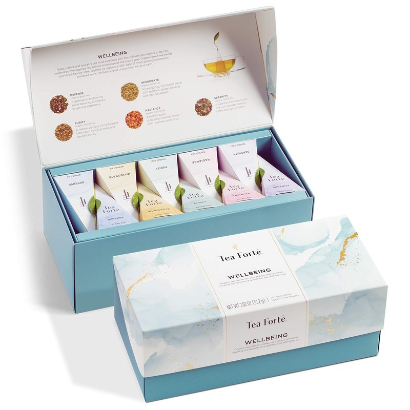 Premium Tea Gift Set - 20 Count Assorted Blends, Individually Wrapped Pyramid In gallery