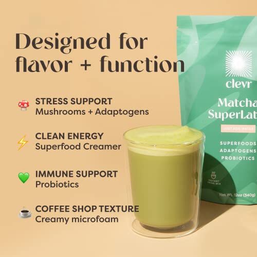 Clevr Blends Matcha Green Tea Powder Oat Milk Instant Latte Mix 100% Japanese... gallery