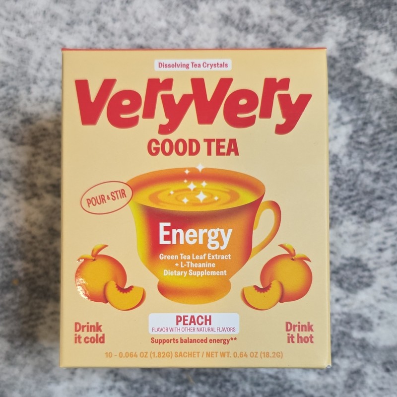 VeryVery Energy Peach Green Tea Powder 10 Sachets Vegan Gluten Free