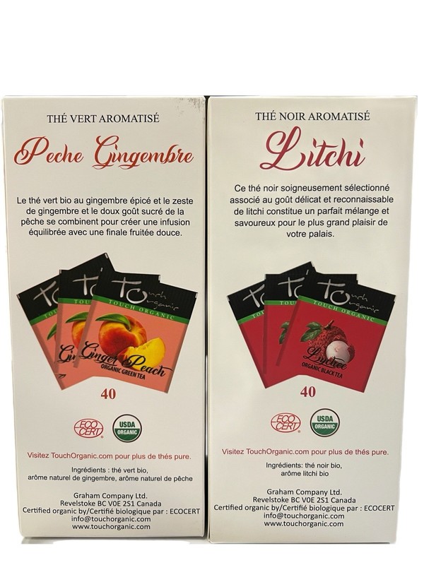 Touch Organic Tea Bundle Ginger Peach Green & Lychee Black 40 Bags Each gallery