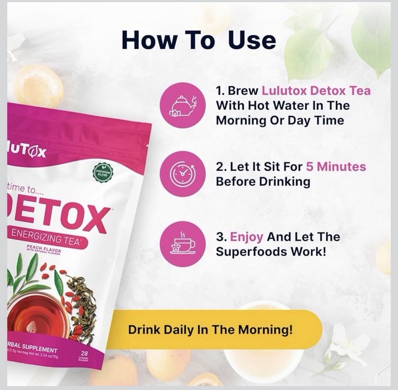 LuluTox Detox Energizing Tea Peach Flavor Bagged Herbal Supplement 28 Bags gallery