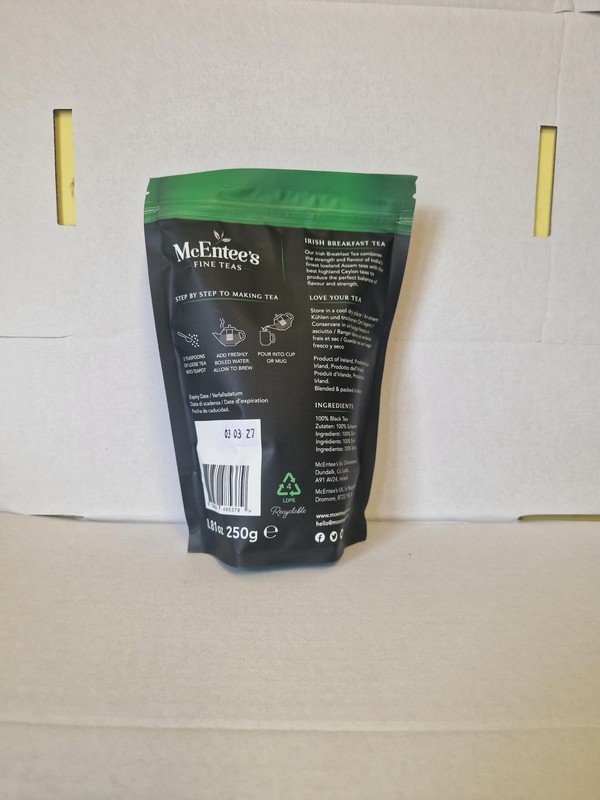 McEntees Irish Breakfast Tea Ceylon Assam Blend Blended In Ireland 250g Bag gallery