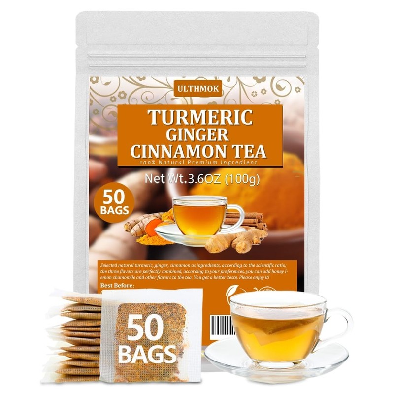 50 Turmeric, Ginger, Cinnamon Blend Tea Bags, 100% Natural & No Additives & ... gallery