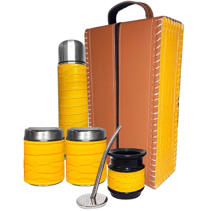 311N22 New Set Yerba Mate Kit Containers Gourd(Cup) Bombilla(Straw) Thermos Bag