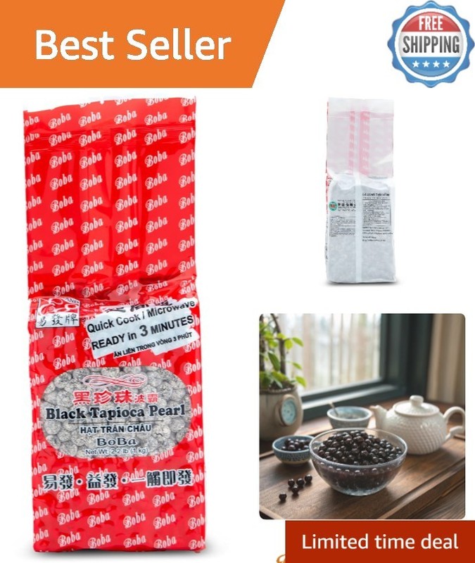 Authentic Bubble Tea Black Tapioca Pearls – 2.2 LB Pack for Milk Teas & Desserts