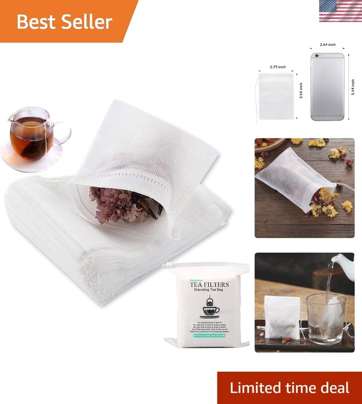 Convenient 400 Pcs Drawstring Tea Bags – Perfect for Loose Leaf and DIY Blends