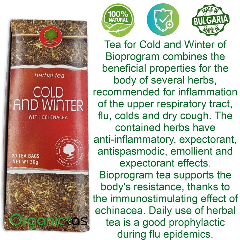 Winter Tea for Flu, Cold, Cough & Immune System Support, 6 Herbs Blend, 20 Teaba gallery