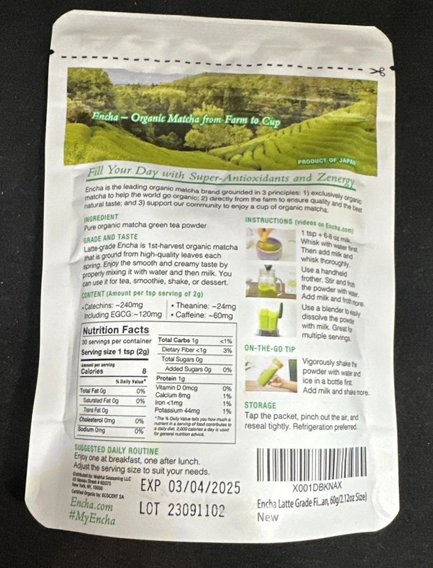 Encha Latte Grade Matcha Powder - First Harvest Pure Organic Matcha Green Tea gallery