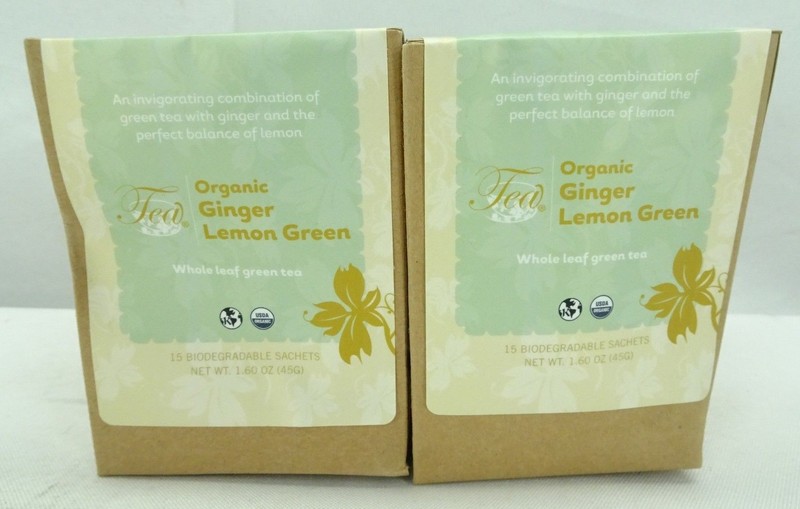 Organic Ginger Lemon Green Tea Leaves 15 Count each / 2 Pack