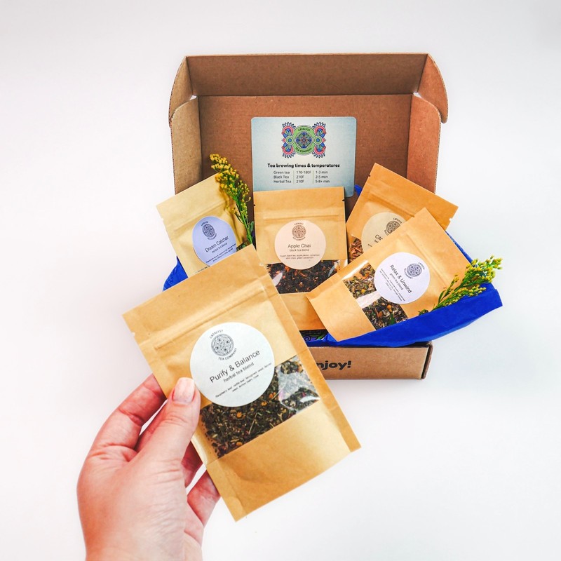 Tea Sampler Gift Set | 5 Handcrafted Herbal & Green Tea Blends | Tea Lover Gift gallery