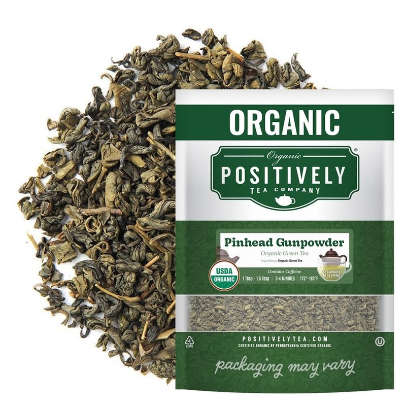 Organic Positively Tea Company, Pinhead Gunpowder Green 1 Pound (Pack of 1)
