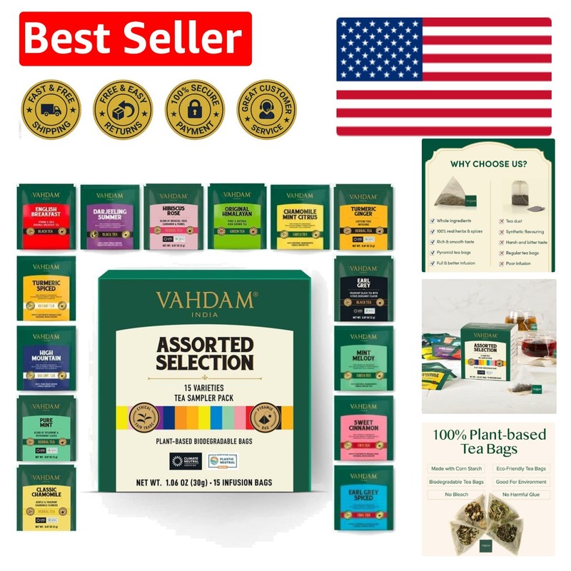 Experience 15 Exquisite Teas – Assorted Pyramid Tea Bags Collection