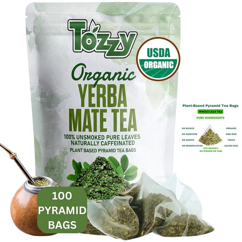 Yerba Mate Tea Bags Pure All-Natural Unsmoked Hi Caf & Detox Tea Herbal 100 Bags