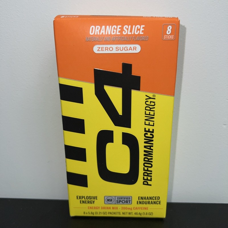 C4 Performance Energy Powder Mix Orange Slice, 8 Pack