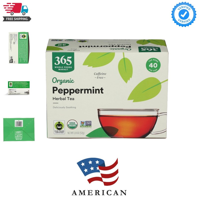 365 Everyday Value, Organic Peppermint Tea 40 Bags, 1.9 Ounce pack of 12