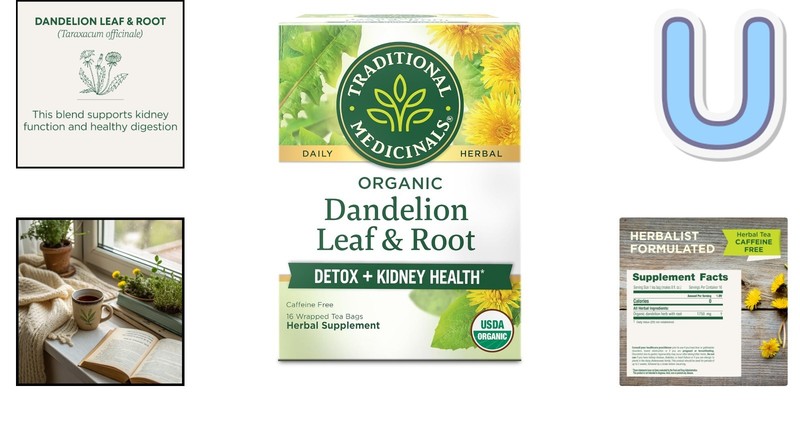Organic Dandelion Root Tea - Caffeine-Free Herbal Detox for Digestion (16 Bags) gallery