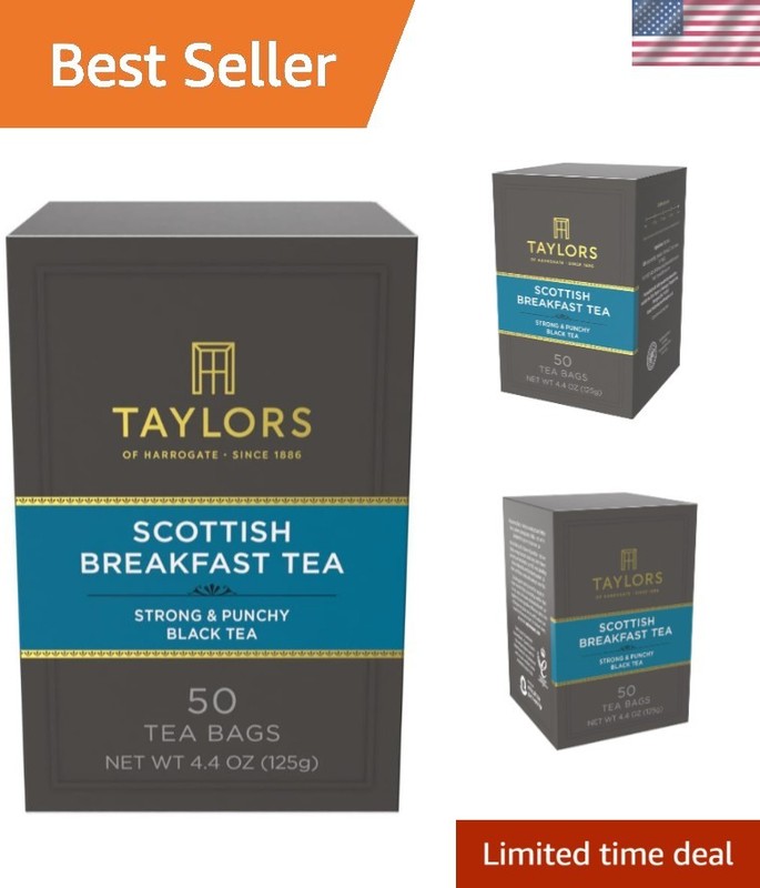 Caffeinated Scottish Breakfast Tea – 50 Teabags, Enjoy Hot or Iced, Full Flavour