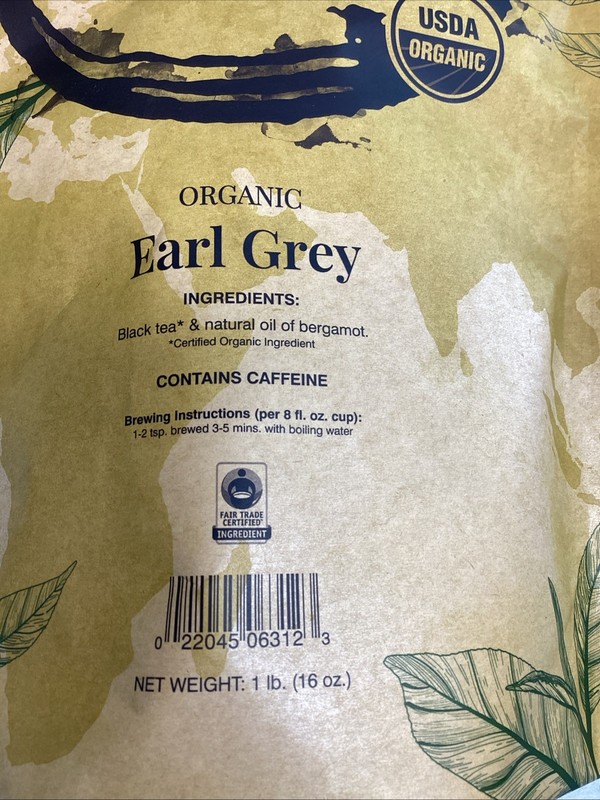 Lot of 2 Davidson's Organic Loose Leaf Tea 16oz Bag, Earl Gray exp 09/02/2027 gallery