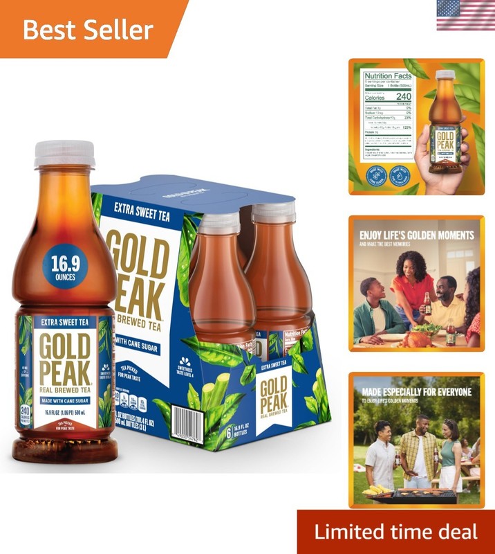 Allergen-Free Extra Sweet Bottled Iced Tea – 6×16.9 fl oz of Pure Delight