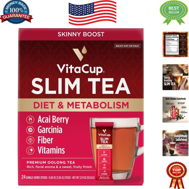 Diet Support Instant Tea Packets, 24 Count Oolong Blend with Acai & Nutrients