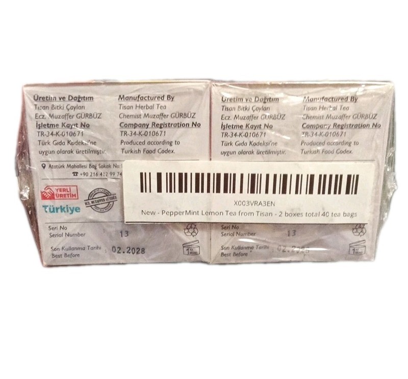 2 boxes Tisan Peppermint - Lemon Herbal Tea, total 40 tea bags, Exp 02/2028 gallery