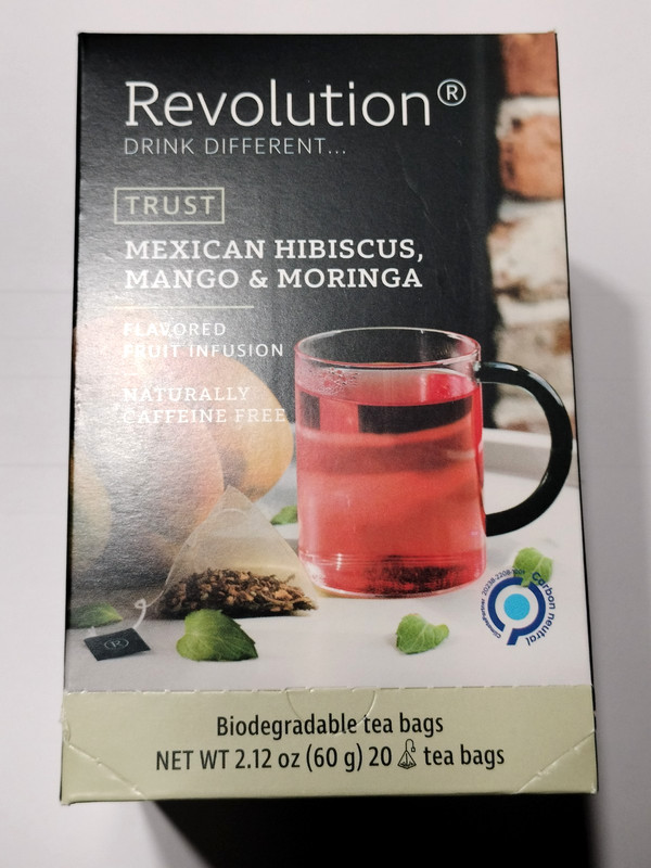 Revolution Mexican Hibiscus Mango Moringa Flavored Fruit Infusion Tea 20 bags