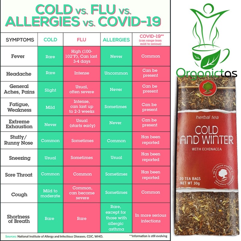 Winter Tea for Flu, Cold, Cough & Immune System Support, 6 Herbs Blend, 20 Teaba gallery
