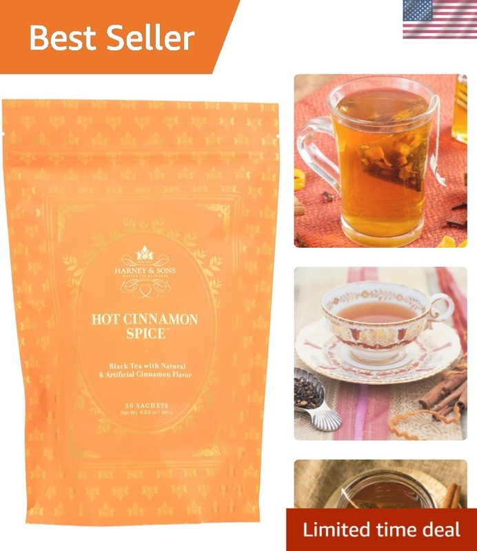 Exquisite Hot Cinnamon Spice Tea: 50 Sachets, Bold Flavors & Aromatic Experience
