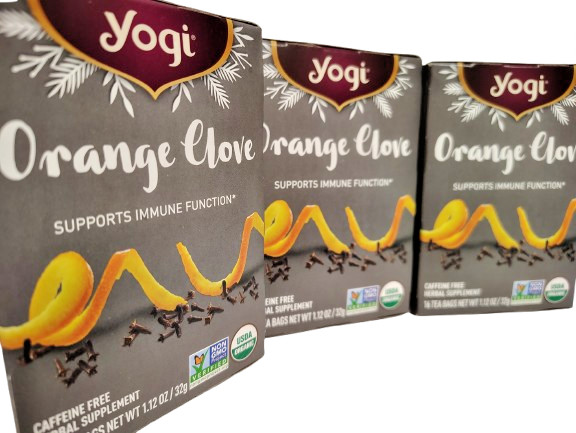 YOGI Orange Clove Tea, Caffeine Free, Organic/Vegan, BB 5/27, Lot of 3