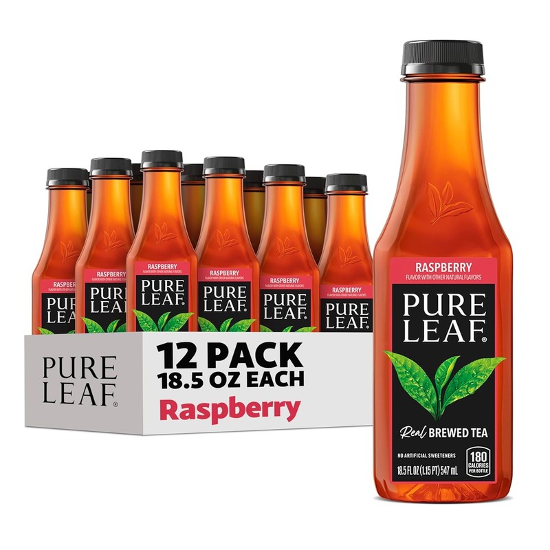 Raspberry Iced Tea Real Brewed Tea Bottles Pack of 12 Pure Leaf 18.5 Fl Oz