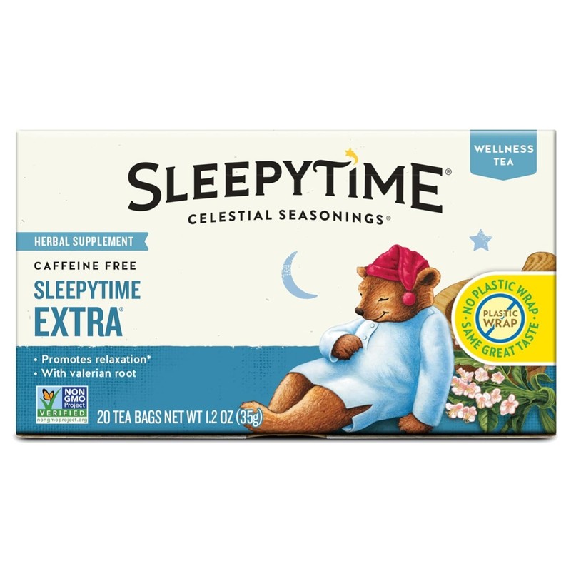 Herbal Sleep Tea 20 Bags Relaxing Caffeine-Free Valerian Chamomile Mint