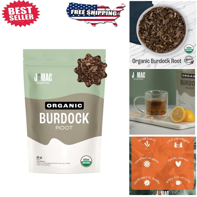 Organic Burdock Root Tea 16oz – USDA Certified Loose Leaf from Eastern
