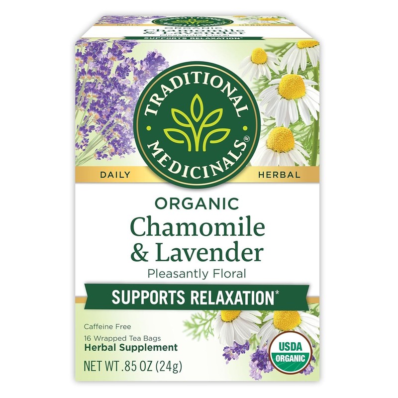Traditional Medicinals Tea, Organic Chamomile & Lavender, Stress Relief, 16 Sacs