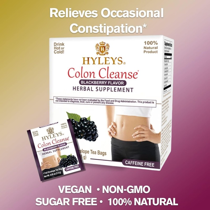 HYLEYS Tea Wellness Colon Cleanse, Blackberry, 50 Count, 1 Pack gallery