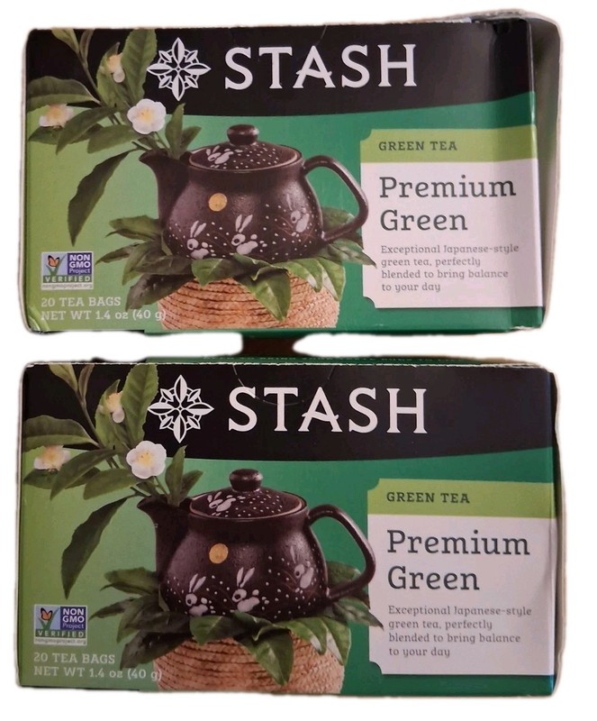 Two New/Slightly Damaged Boxes Stash Tea Premium Green Tea, 20 count Packs-09/28