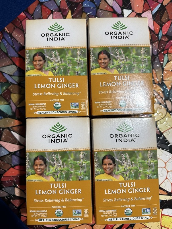 6x Organic India Tulsi Tea Lemon Ginger Holy Basil Balance Stress Relief 9/2027