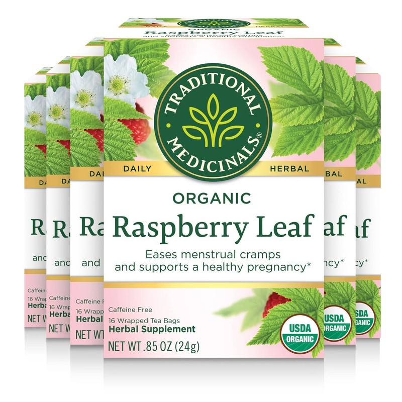 Organic Raspberry Leaf Tea Pack of 6 Caffeine Free Menstrual Support 96 Bags
