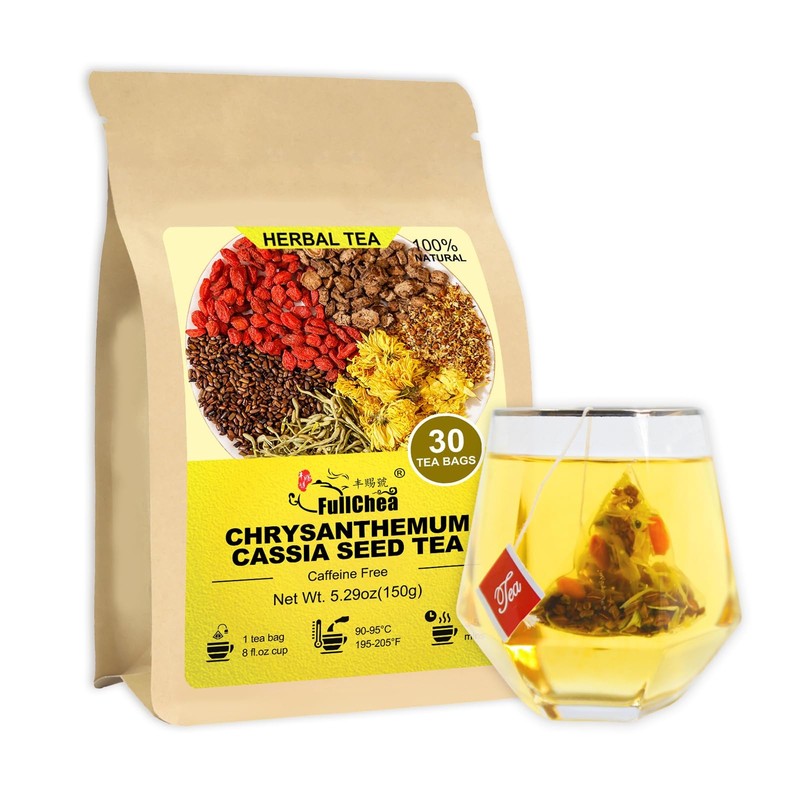 FullChea – Chrysanthemum Cassia Seed Tea, 30 Teabags, 5g/bag – Burdock Root, Goj