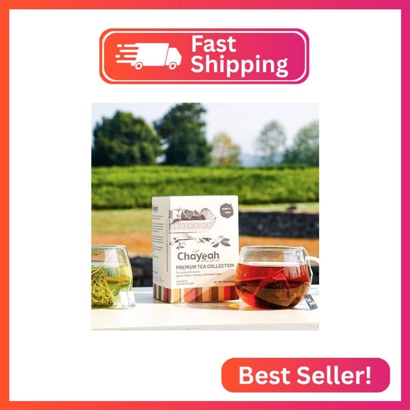 CHAYEAH, Premium Tea Collection (16 Pyramid Tea Sachets, 8 Assorted Flavors), Gr gallery