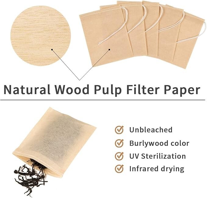 400 Pack Disposable Drawstring Tea Filter Bags Safe & Natural Unbleached Paper gallery