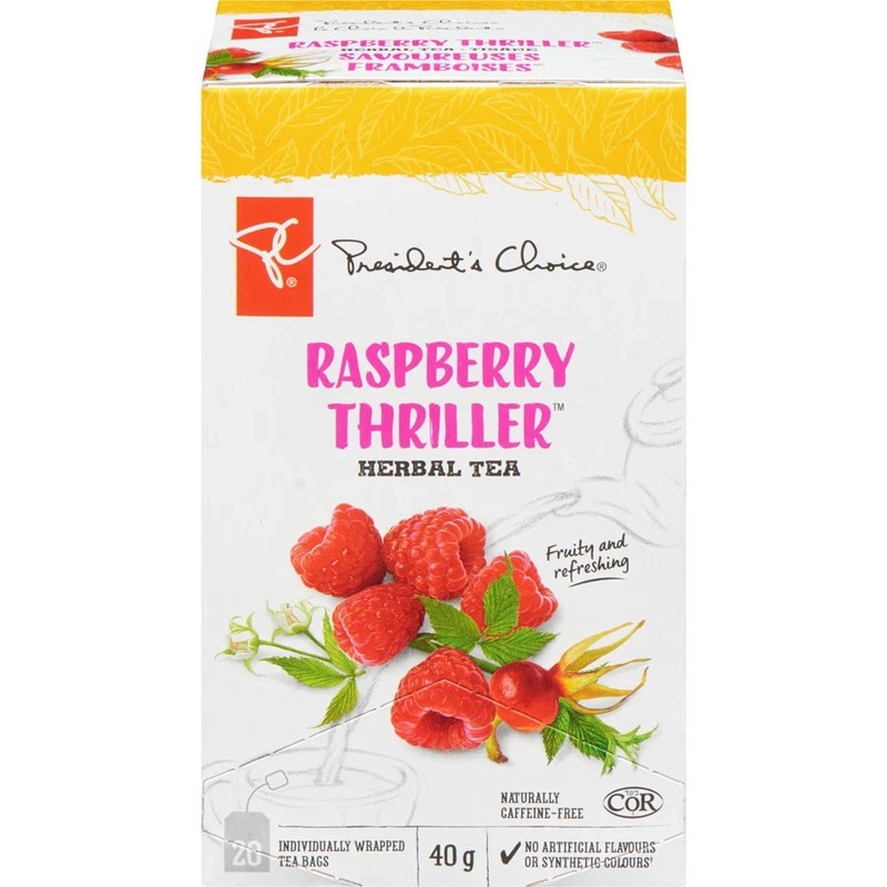 3 x President’s Choice Raspberry Thriller Herbal Tea (40g) – Canada FRESH