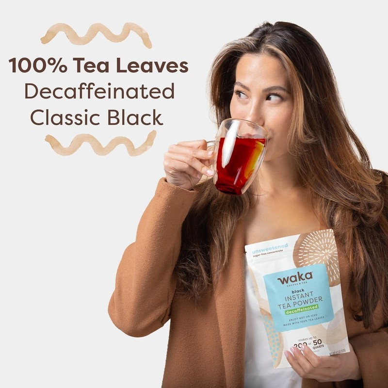Waka Decaffeinated Instant Black Tea - 4.5oz Powder for 200 Drinks, Pure Tea gallery