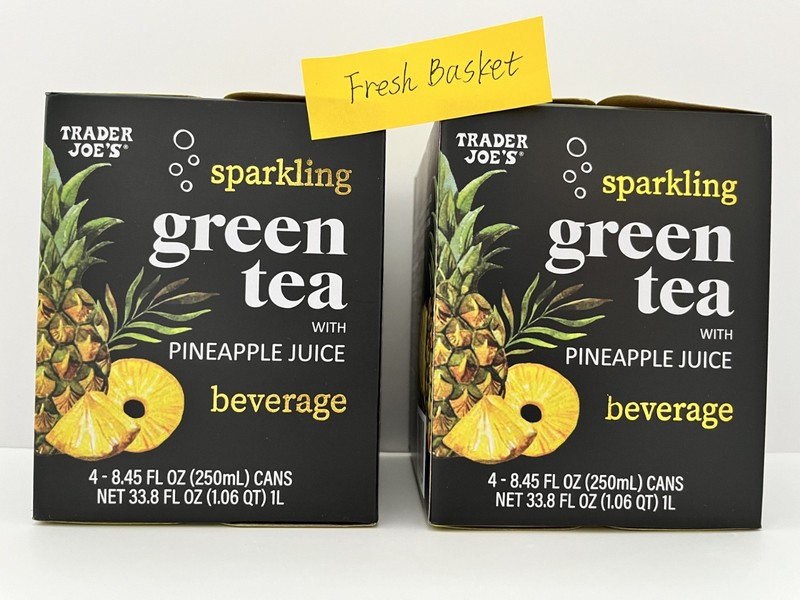 2 Packs-(8) Cans -Trader Joe’s Sparkling Green Tea w/ Pineapple Juice Beverage