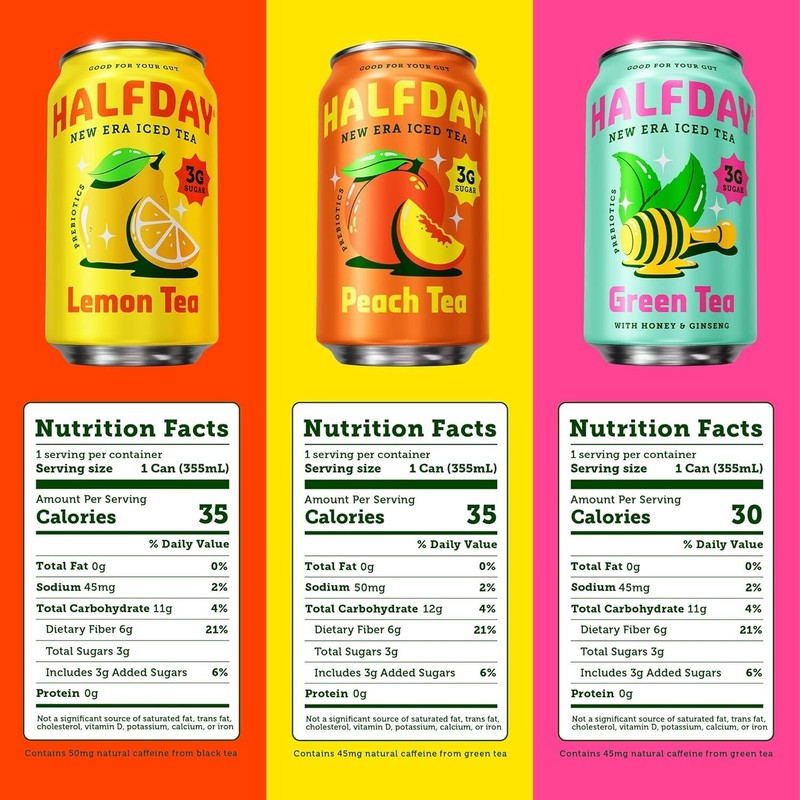 Refreshing Prebiotic Iced Tea: Lemon & Peach - Support Digestive Health, 12 Cans gallery