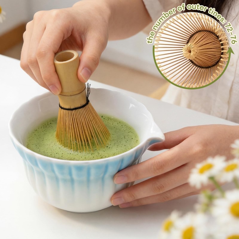 Matcha Set, 5Pcs Ceramic Matcha Set including Daisy Matcha Bowl and Mushroom ... gallery