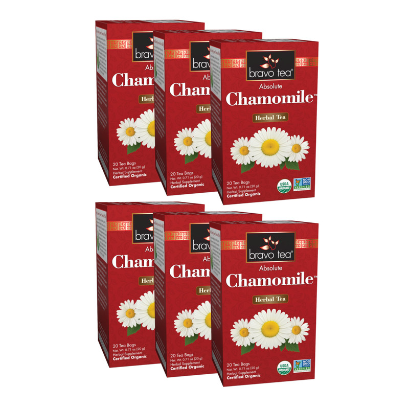 Absolute Chamomile by Bravo Tea (6 Boxes of 20 Teabags Each)