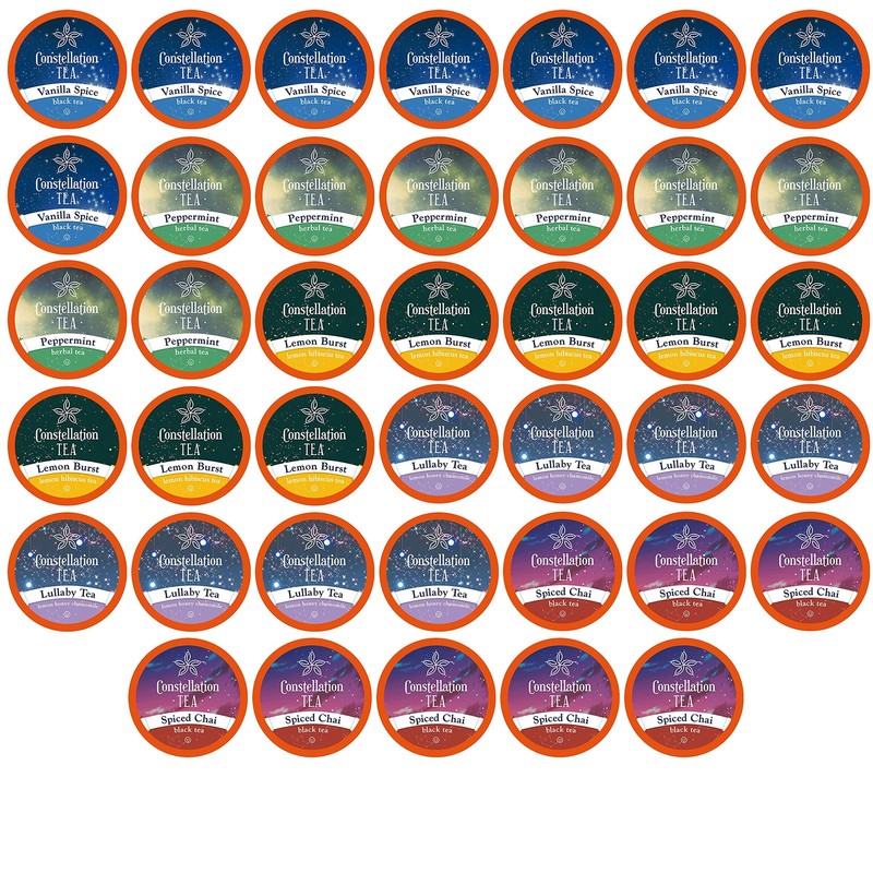Constellation Tea Assorted Variety Pack Sampler Tea Pods Compatible with K Cu...